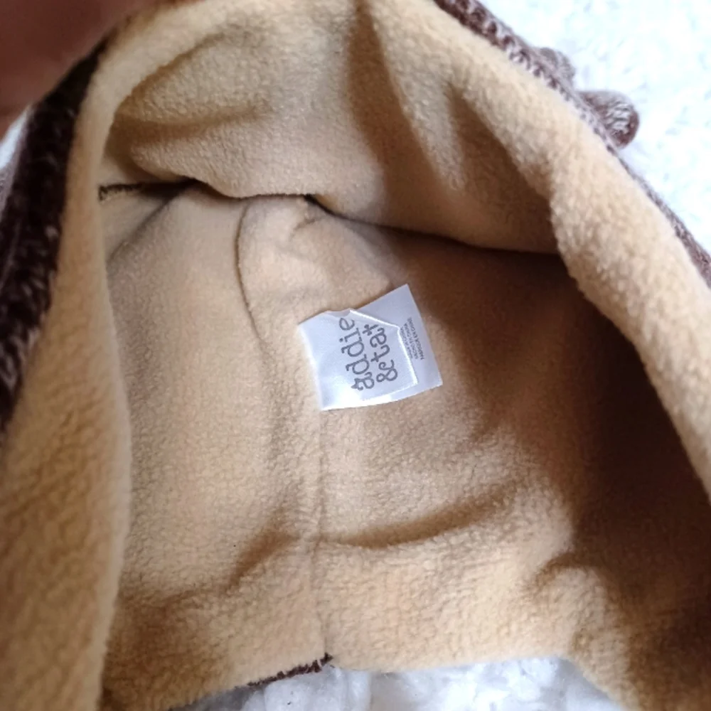 NWOT Addie & Tate Teddy Bear 3D Hat/Mitten Set,Toddler Brown & Tan